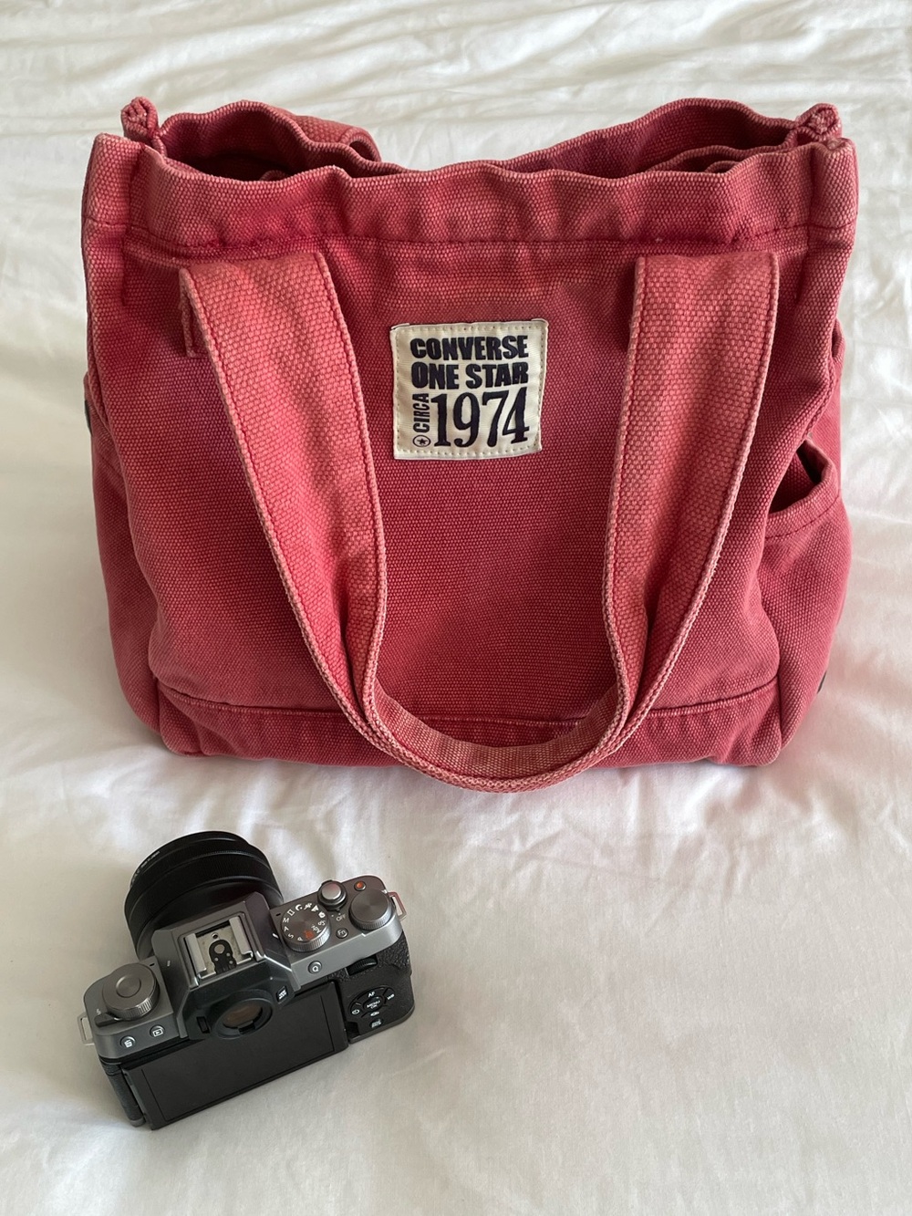 Rare Y2K Vintage Converse One Star Tote Bag Washed Red